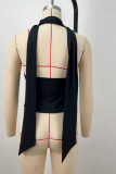 Summer New Solid Color Deep V Tie Sexy Sleeveless Backless Top