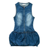 2025 Balloon Skirt Sleeveless Denim Dress