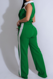 Colorblock Sleeveless Shirt Summer Wide Leg Trousers Two-piece Set