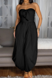 Summer New Sexy Chest Wrap Loose Solid Color Jumpsuit