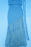 Summer Halterneck Tassel Stitching Tube Top Dress
