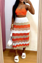 New Women'S Sexy Camisole Striped Skirt Beach Two-Piece Suit