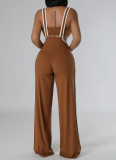 Threaded Sexy Chest Wrap Vest Fashionable Suspenders Wide Leg Pants Two Piece Set