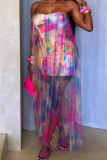 Sexy See-Through Elastic Mesh Stitching Slim-Fitting Hip Dress