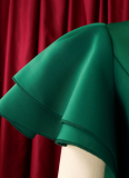 Fashionable And Elegant Ruffled Solid Color Banquet Dress