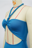 Summer Halterneck Tassel Stitching Tube Top Dress