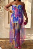 Sexy See-Through Elastic Mesh Stitching Slim-Fitting Hip Dress