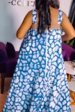 Sexy Suspender Print Dress With Large Hem and Multiple Colors