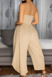 Summer New Sexy Chest Wrap Loose Solid Color Jumpsuit