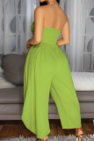Summer New Sexy Chest Wrap Loose Solid Color Jumpsuit