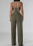 Threaded Sexy Chest Wrap Vest Fashionable Suspenders Wide Leg Pants Two Piece Set
