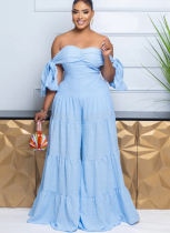Women's Clothing One-shoulder Tube Top Solid Color Loose Wide-leg Long Jumpsuit