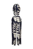 Fashionable Sexy Printed Halter Neck Top With Wide-leg Pants Two-piece Set