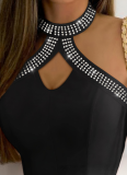 Sexy Large V-neck Halter Neck Inner Blouse With Hot Diamond Hollow Top