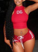 2025 American Hot Girl Sexy Slim Vest Shorts Sports Suit