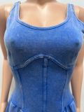 Acid-washed Distressed Twisted Camisole With Pleated Dress