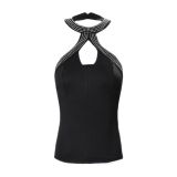Sexy Large V-neck Halter Neck Inner Blouse With Hot Diamond Hollow Top