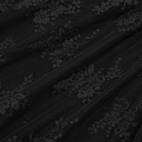 Sexy Lace Stitching See-through Mesh V-neck Vest Pleated Lace-up Dress