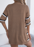 Spring and Summer Casual Striped Hollow Mid Sleeve Knit Cardigan Holiday Cardigan
