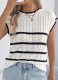 Spring And Summer Striped Twist Casual Loose Knit Sweater Vacation Top