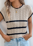 Spring And Summer Striped Twist Casual Loose Knit Sweater Vacation Top