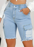 Popular Pocket Hole Raw Edge Slim Fit Skinny Jeans