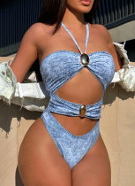 Sexy Fashion Jumpsuit Summer New Halter Neck Sling Twist Personality One-Piece Swimsuit