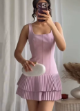 Fashion Sleeveless Wide Pleated Jumpsuit Dress