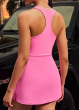 New Nude Sports Summer New Outdoor Running Fitness Tennis Dress (with anti-exposure bottom)