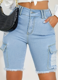 Popular Pocket Hole Raw Edge Slim Fit Skinny Jeans