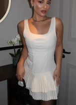Fashion Sleeveless Wide Pleated Jumpsuit Dress