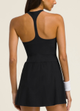Sports Running Fitness Tennis Skirt With Chest Pad Golf Dress (with anti-exposure bottom)
