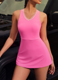 New Nude Sports Summer New Outdoor Running Fitness Tennis Dress (with anti-exposure bottom)