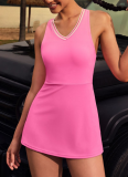 New Nude Sports Summer New Outdoor Running Fitness Tennis Dress (with anti-exposure bottom)