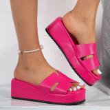 Plus Size Thick-Soled H Slippers New Round-Toe Fashion Wedge Open-Toe Slippers