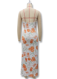 Summer Fashion Temperament Mesh Printed Suspender Dress
