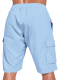 Sports Casual Loose Solid Color Linen Drawstring Shorts