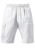Sports Casual Loose Solid Color Linen Drawstring Shorts