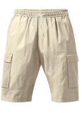 Sports Casual Loose Solid Color Linen Drawstring Shorts