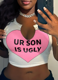Fashion Sexy Letter Print T-shirt For Women U-neck Vest