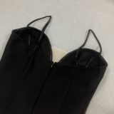 Temperament and Elegance Satin Stitching Bandage Sleeveless Suspenders Puffy Dress