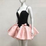 Temperament and Elegance Satin Stitching Bandage Sleeveless Suspenders Puffy Dress