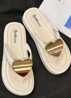 Women'S Flip-Flops Heart-Shaped New Outdoor Beach Shoes Fashion Clip Shoes