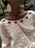 Hook-and-loop French Embroidery Cotton Shorts Suit
