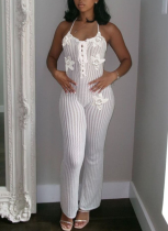 Sexy Hot Girl Halter Neck Backless Slim Fit Flared Woolen Jumpsuit