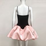 Temperament and Elegance Satin Stitching Bandage Sleeveless Suspenders Puffy Dress
