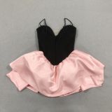 Temperament and Elegance Satin Stitching Bandage Sleeveless Suspenders Puffy Dress