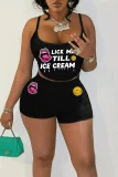 Fashionable Sexy Women's Suspender Belly-baring Top and Shorts Suit