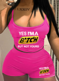 Fashionable Sexy Women's Suspender Belly-baring Top and Shorts Suit