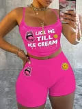 Fashionable Sexy Women's Suspender Belly-baring Top and Shorts Suit